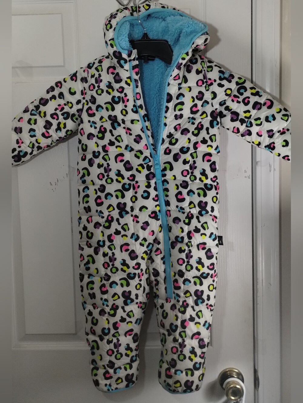 Spyder Infants 24mon. Girl's Colorful Leopard Print Snowsuit With Hoodie
